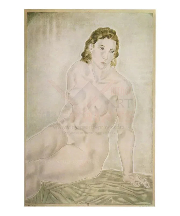 Nu assis, Tsuguhary Foujita, 1930 - VINTAGEARTREPRINTS.COM