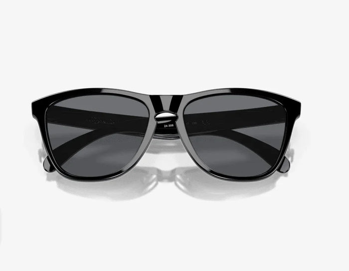Oakley Frogskins sunglasses polished black frame with grey lenses, front view