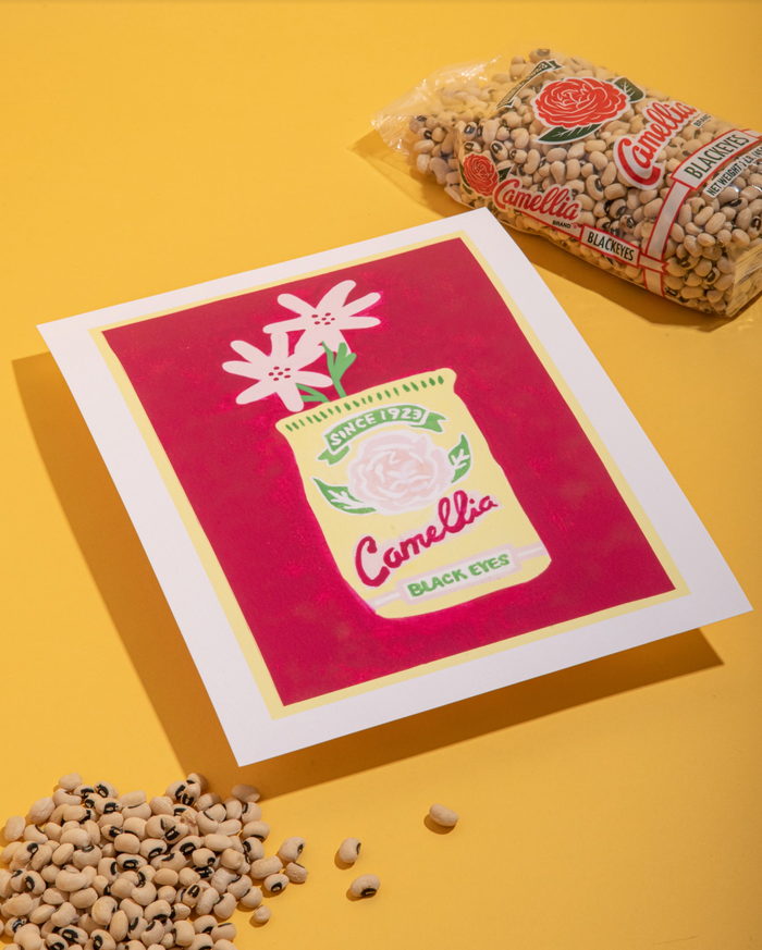 Okra Bits - Camellia Black Eyes Print