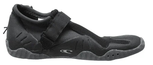 O'Neill Superfreak Tropical 2mm round toe wetsuit shoe, black neoprene with strap and textured sole