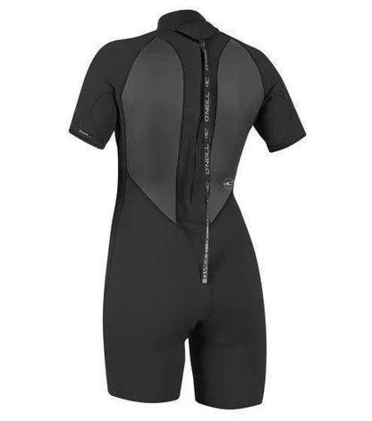 O'Neill wetsuit with short sleeves and back zipper, black and gray design