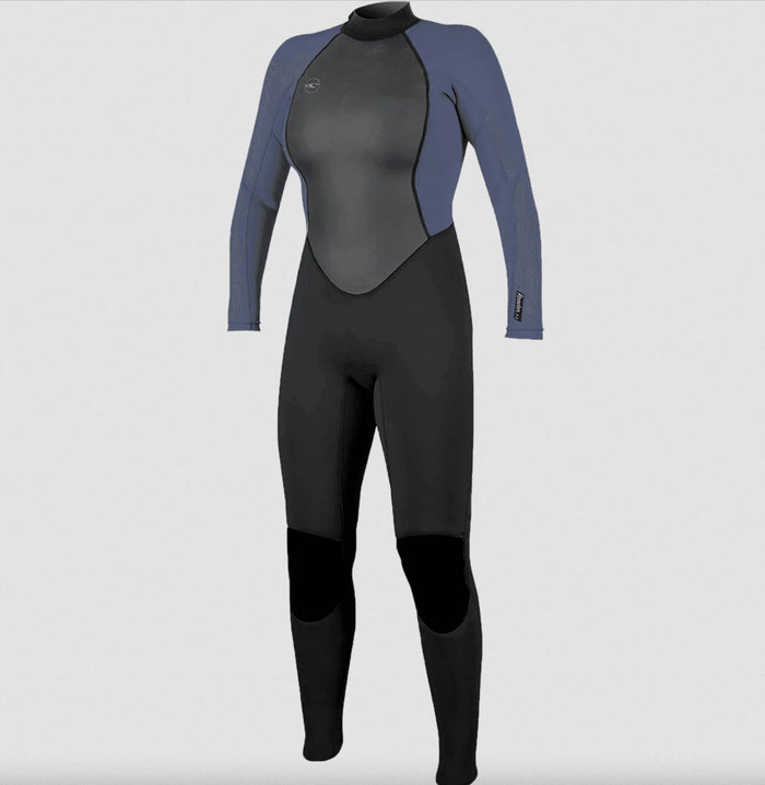 O'Neill Women's Reactor 2 3/2mm Back Zip Full wetsuit in black and mist color