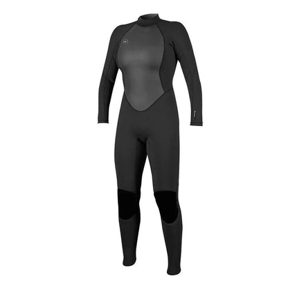 Black wetsuit with gray chest panel and knee patches, ideal for watersports in Whitstable, Kent.