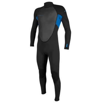 O'Neill wetsuit with blue accents, black and grey design for watersports in Whitstable, Kent
