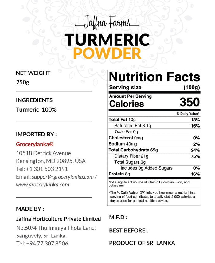 Organic Turmeric Powder 200g | Product of Sri Lanka