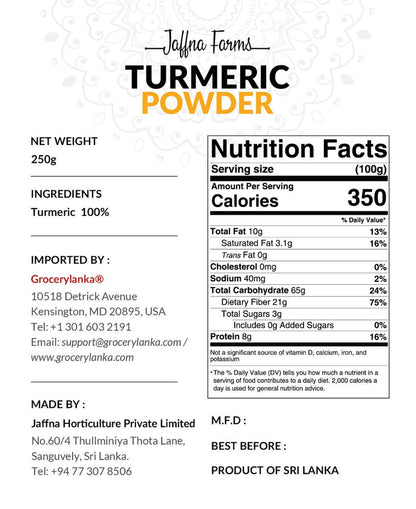 Organic Turmeric Powder 200g | Product of Sri Lanka