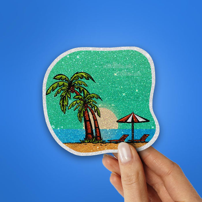 Palm Tree Glitter Sticker - Glitter Stickers | STICK IT UP