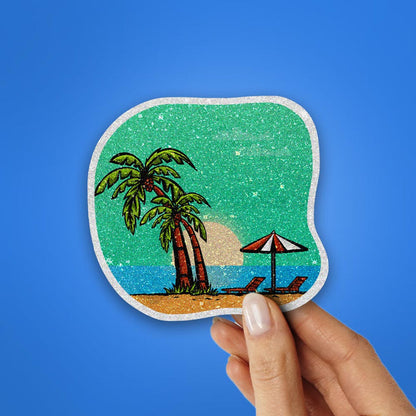 Palm Tree Glitter Sticker - Glitter Stickers | STICK IT UP