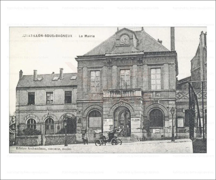 Paris suburb, Chatillon City The City Hall - VINTAGEARTREPRINTS.COM