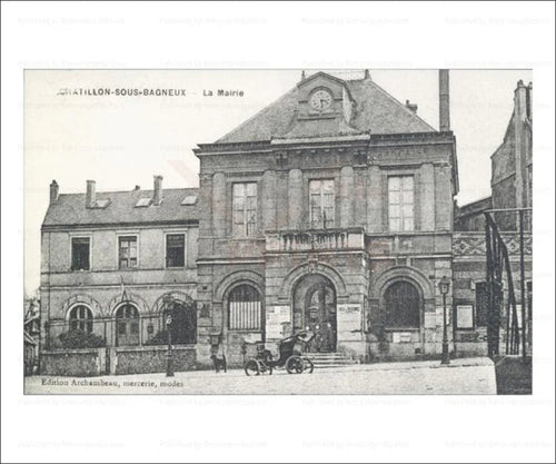 Paris suburb, Chatillon City The City Hall - VINTAGEARTREPRINTS.COM
