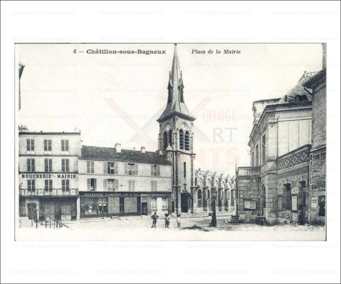 Paris suburb, Chatillon place de la Mairie - VINTAGEARTREPRINTS.COM
