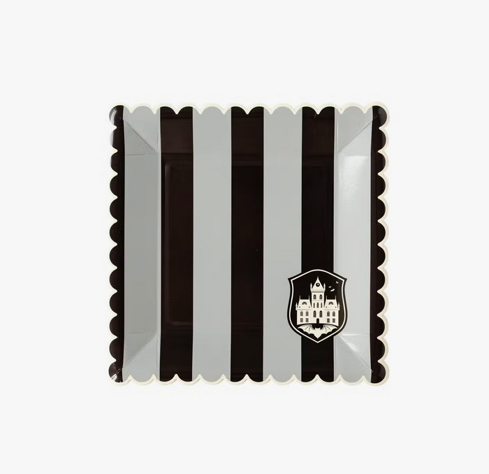 Party More Tonal Black Stripe Paper Plate