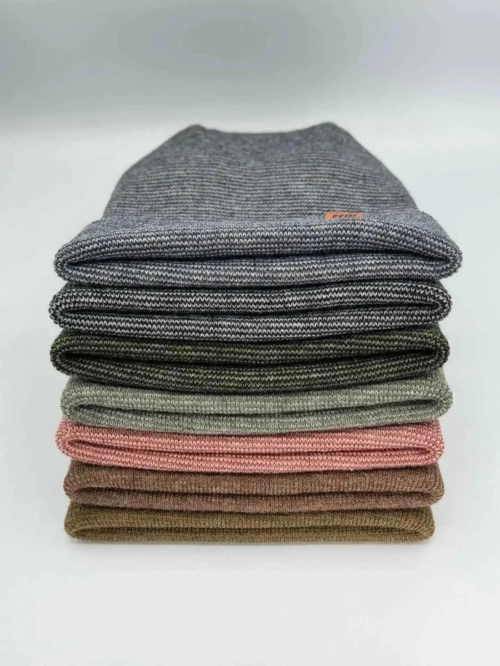 Patented H Stitch Fusion Cuffed Beanie, Burgundy and Pink