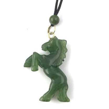 Green Jade Horse Pendant, white background