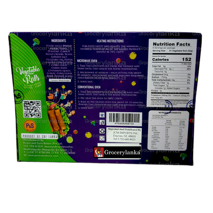 P&S Vegetable Rolls – 9pcs Frozen Sri Lankan Short Eat (In-Store Pickup Only / Please order a separate Frozen Shipping Kit in order to ship this item*)