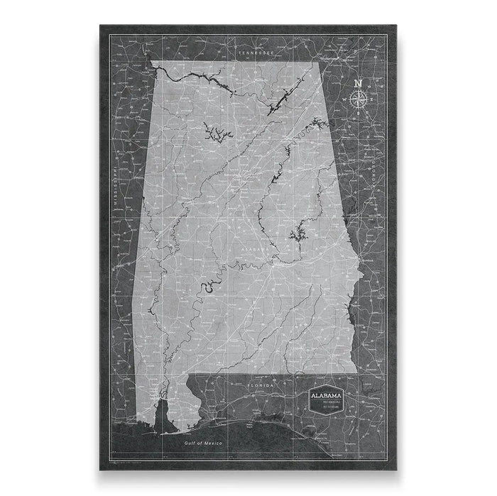 Push Pin Alabama Map (Pin Board) - Modern Slate CM Pin Board