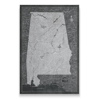 Push Pin Alabama Map (Pin Board) - Modern Slate CM Pin Board