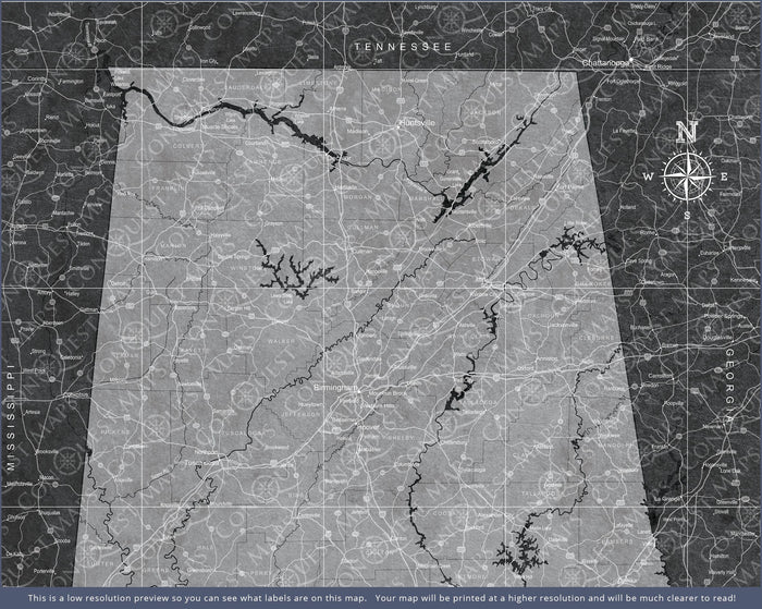 Push Pin Alabama Map (Pin Board) - Modern Slate CM Pin Board