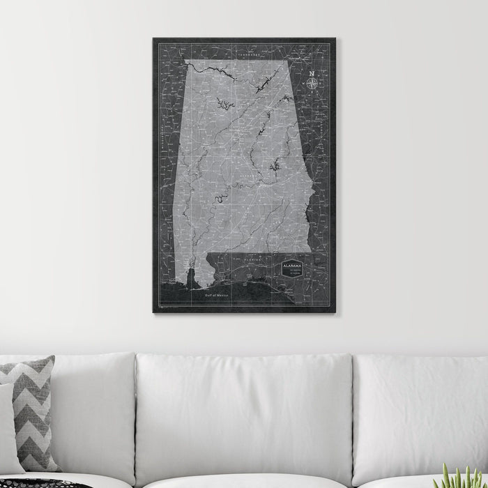 Push Pin Alabama Map (Pin Board) - Modern Slate CM Pin Board