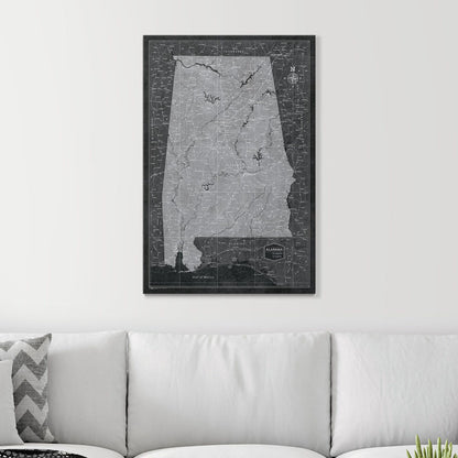 Push Pin Alabama Map (Pin Board) - Modern Slate CM Pin Board