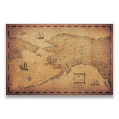 Push Pin Alaska Map (Pin Board) - Golden Aged CM Pin Board
