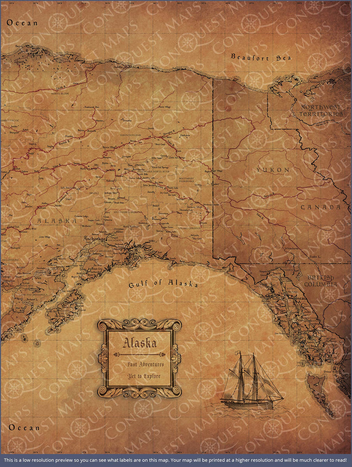 Push Pin Alaska Map (Pin Board) - Golden Aged CM Pin Board