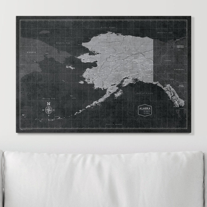 Push Pin Alaska Map (Pin Board) - Modern Slate CM Pin Board