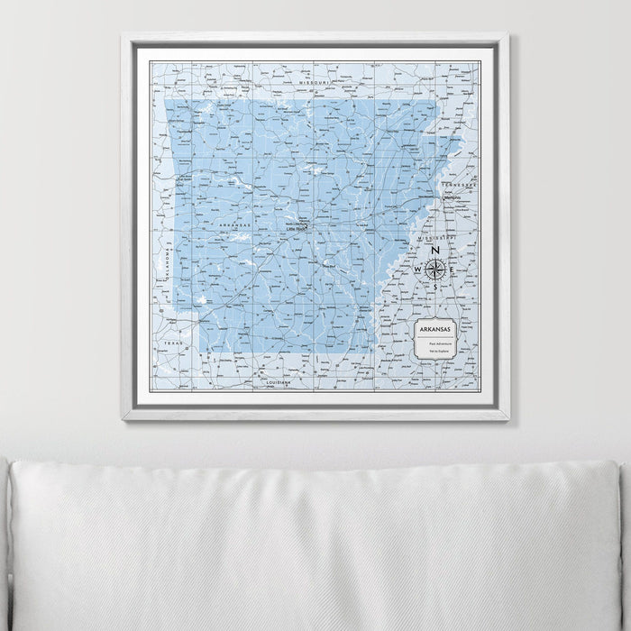 Push Pin Arkansas Map (Pin Board) - Light Blue Color Splash CM Pin Board