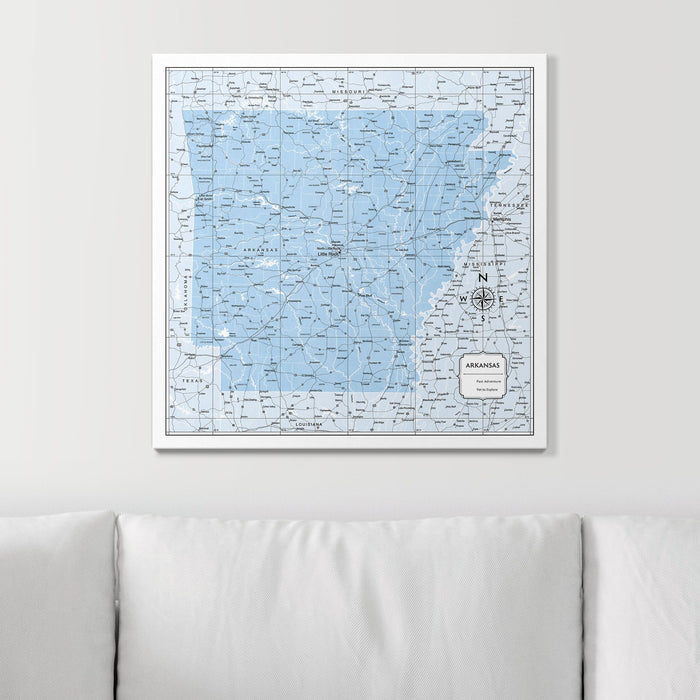 Push Pin Arkansas Map (Pin Board) - Light Blue Color Splash CM Pin Board