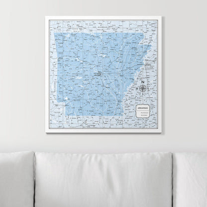 Push Pin Arkansas Map (Pin Board) - Light Blue Color Splash CM Pin Board