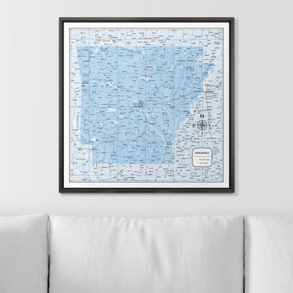 Push Pin Arkansas Map (Pin Board) - Light Blue Color Splash CM Pin Board