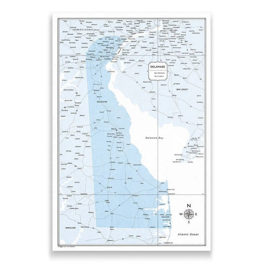 Push Pin Delaware Map (Pin Board) - Light Blue Color Splash CM Pin Board