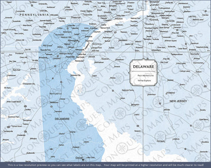 Push Pin Delaware Map (Pin Board) - Light Blue Color Splash CM Pin Board