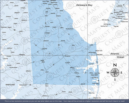 Push Pin Delaware Map (Pin Board) - Light Blue Color Splash CM Pin Board