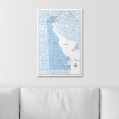 Push Pin Delaware Map (Pin Board) - Light Blue Color Splash CM Pin Board