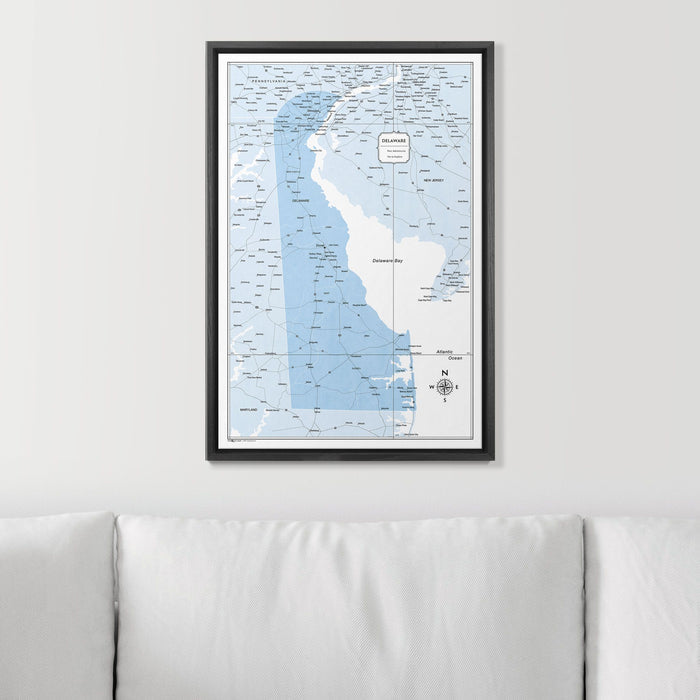 Push Pin Delaware Map (Pin Board) - Light Blue Color Splash CM Pin Board