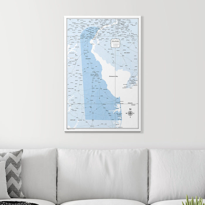 Push Pin Delaware Map (Pin Board) - Light Blue Color Splash CM Pin Board