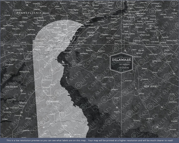 Push Pin Delaware Map (Pin Board) - Modern Slate CM Pin Board