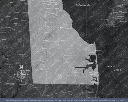 Push Pin Delaware Map (Pin Board) - Modern Slate CM Pin Board
