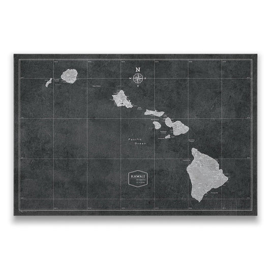 Push Pin Hawaii Map (Pin Board) - Modern Slate CM Pin Board