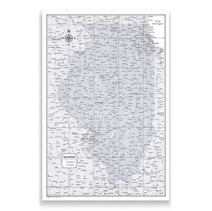 Push Pin Illinois Map (Pin Board) - Light Gray Color Splash CM Pin Board