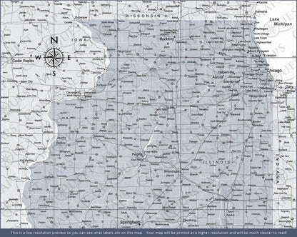 Push Pin Illinois Map (Pin Board) - Light Gray Color Splash CM Pin Board