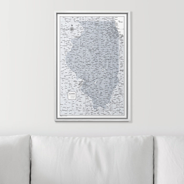 Push Pin Illinois Map (Pin Board) - Light Gray Color Splash CM Pin Board