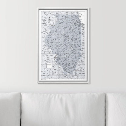Push Pin Illinois Map (Pin Board) - Light Gray Color Splash CM Pin Board