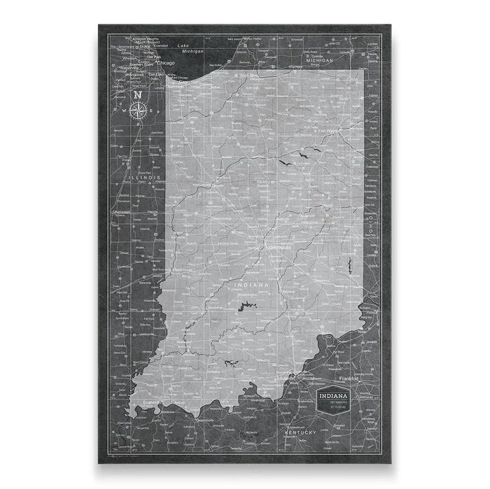 Push Pin Indiana Map (Pin Board) - Modern Slate CM Pin Board