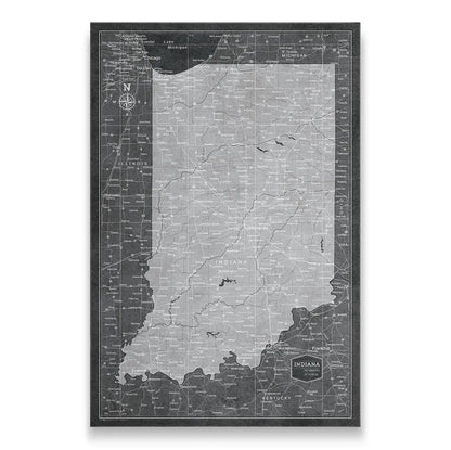 Push Pin Indiana Map (Pin Board) - Modern Slate CM Pin Board