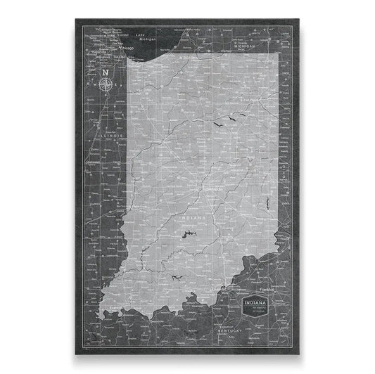 Push Pin Indiana Map (Pin Board) - Modern Slate CM Pin Board