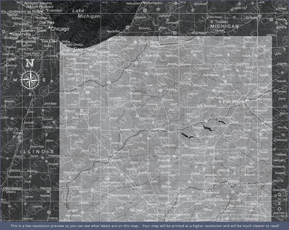 Push Pin Indiana Map (Pin Board) - Modern Slate CM Pin Board