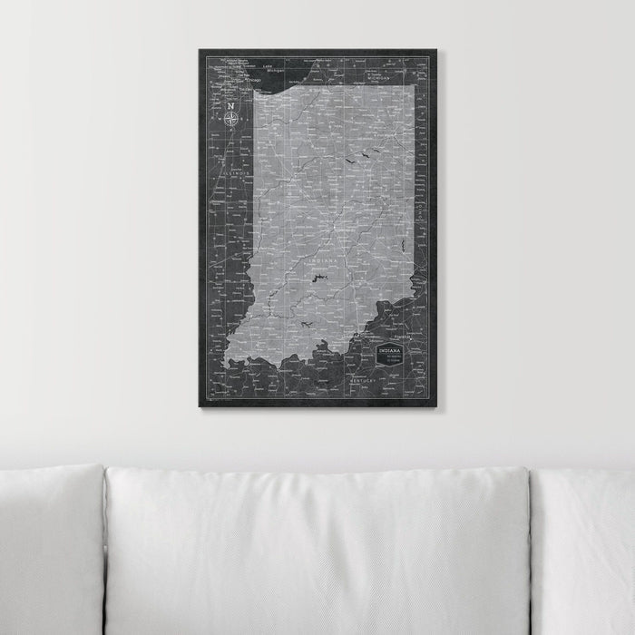 Push Pin Indiana Map (Pin Board) - Modern Slate CM Pin Board
