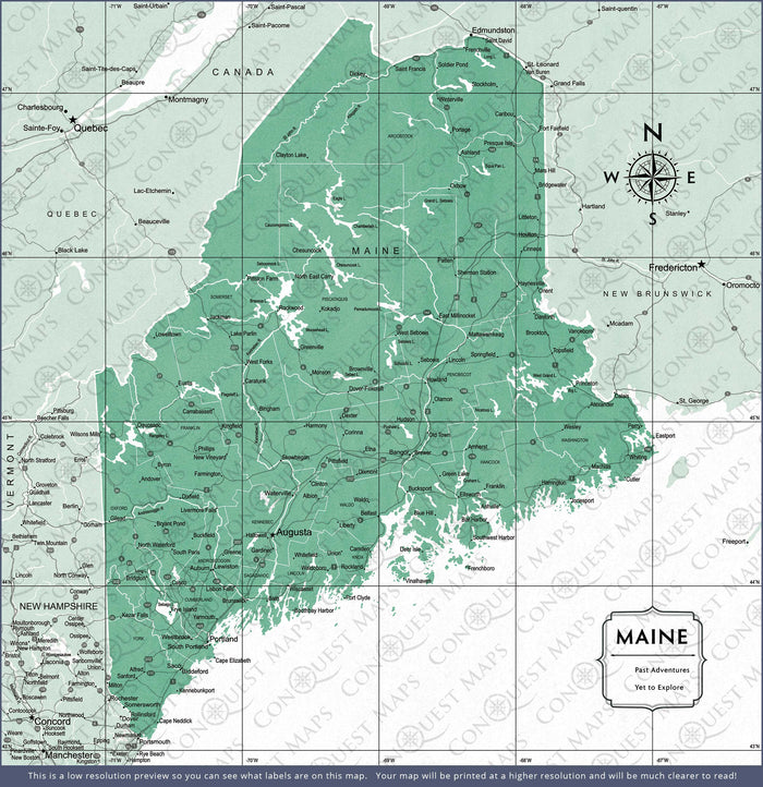 Push Pin Maine Map (Pin Board) - Green Color Splash CM Pin Board